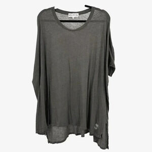 Wildfox Oversized Tunic Top Semi Sheer Womens S Olive Green Short Dolman Sleeves